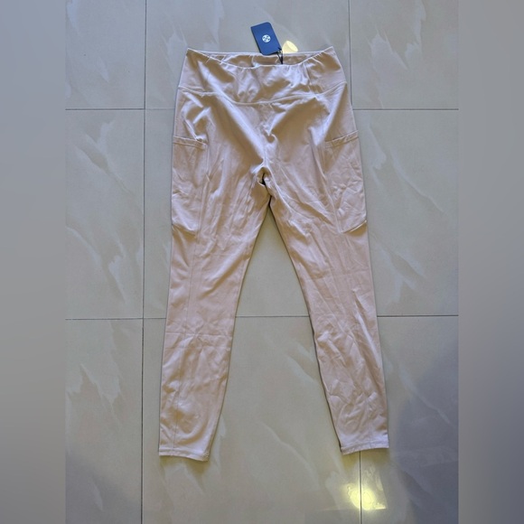 Leggings women's NWT Beige  yoga pants style Pockets Size XL Sport Waistband - Picture 11 of 14